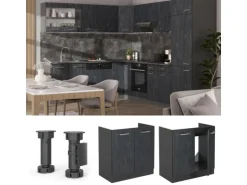 Vicco Spülenunterschrank R-Line Schwarz Beton/Anthrazit 80 cm ohne Arbeitsplatte