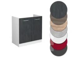 Vicco Spülenunterschrank R-Line Schwarz Beton/Weiß 80 cm ohne Arbeitsplatte