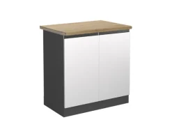 Vicco Spülenunterschrank R-Line Küchenunterschrank für die Spüle Weiß/Anthrazit 80 cm AP Eiche