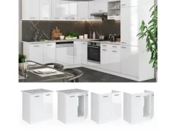Vicco Spülenunterschrank R-Line Küchenunterschrank für die Spüle Weiß Hochglanz/Weiß 80 cm AP Eiche