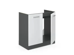 Vicco Spülenunterschrank R-Line Weiß Hochglanz/Anthrazit 80 cm ohne Arbeitsplatte