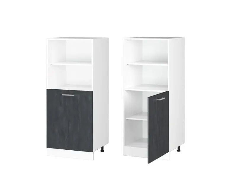 Vicco Vorratsschrank R-Line Herdschrank Schwarz Beton/Weiß 60 cm