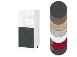 Vicco Vorratsschrank R-Line Herdschrank Schwarz Beton/Weiß 60 cm