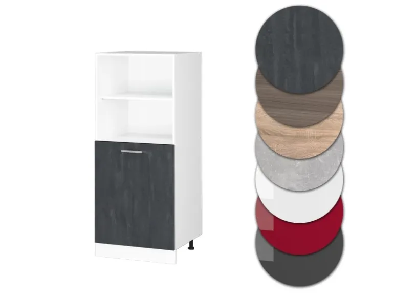 Vicco Vorratsschrank R-Line Herdschrank Schwarz Beton/Weiß 60 cm