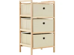 vidaXL Aufbewahrungsregal mit 3 Stoff-Körben Zedernholz Beige