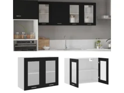 vidaXL Hängeglasschrank Schwarz 80x31x60 cm Holzwerkstoff