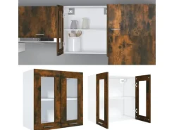 vidaXL Hängeschrank Glas Räuchereiche 60x31x60 cm Holzwerkstoff