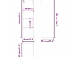 vidaXL Hängeschrank mit Speicher Riga Artisan-Eiche 30 x 29,5 x 100 cm 884465
