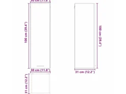 vidaXL Hängeschrank mit Tür Riga Weiß 30 x 31 x 100 cm Holzwerkstoff 884330