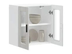 vidaXL Küchen-Hängeschrank mit Glastür Porto Hochglanz-Weiß 854149