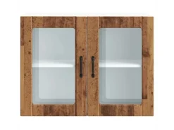 vidaXL Küchen-Hängeschrank mit Glastür Altholz-Optik Holzwerkstoff 853855