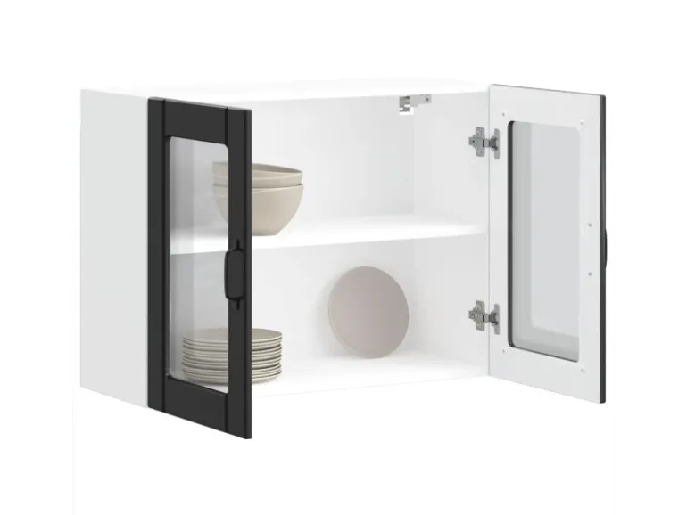 vidaXL Küchen-Hängeschrank mit Glastür Lucca Schwarz Holzwerkstoff 853848