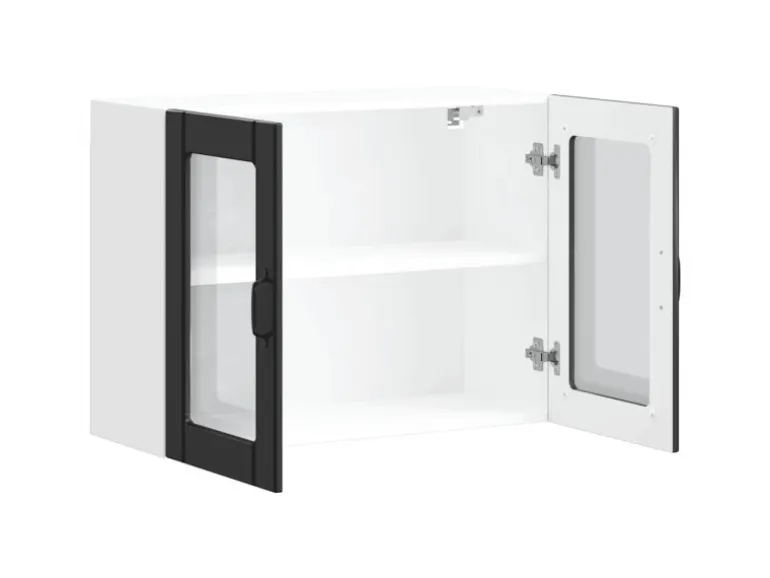 vidaXL Küchen-Hängeschrank mit Glastür Lucca Schwarz Holzwerkstoff 853848