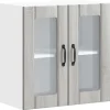 vidaXL Küchen-Hängeschrank mit Glastür Lucca Grau Sonoma Holzwerkstoff 853913