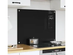 vidaXL Küchenrückwand Schwarz 80 x 60 cm Gehärtetes Glas 42018037