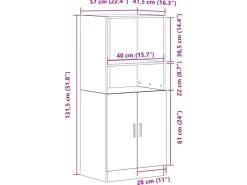 vidaXL Küchenschrank Artisan-Eiche 57x41,5x131,5 cm Holzwerkstoff 860129