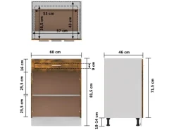 vidaXL Unterschrank mit Schublade Räuchereiche 60x46x81,5 cm