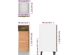 vidaXL Unterschrank mit Schublade Räuchereiche 30x46x81,5 cm