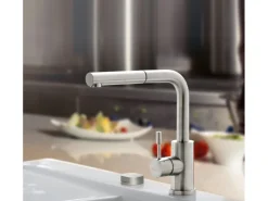 Villeroy & Boch Küchenarmatur Steel Shower Hochdruck-Armatur Ausziehbare Brause Wassersparend Edelstahl Massiv