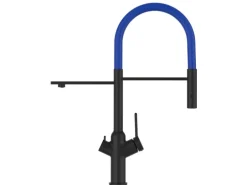 VIZIO 4 Wege Wasserhahn Küchenarmatur BOD mit 360° Schwenkbarem Auslauf Abnehmbare 2 Strahl Handbrause Schwarz Matt   Blau