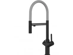 VIZIO 3 Wege Wasserhahn Küchenarmatur BOD mit 360° Schwenkbarem Auslauf Abnehmbare 2 Strahl Handbrause Schwarz Matt   Grau