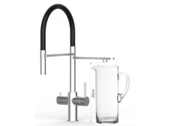 VIZIO 5 Wege Wasserhahn Küchenarmatur Edelstahl Massiv mit 360° Schwenkbarem Auslauf Abnehmbare 2 Strahl Handbrause Gebürstet Schwarz