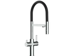 VIZIO 3 Wege Wasserhahn Küchenarmatur FC mit 360° Schwenkbarem Auslauf Abnehmbare 2 Strahl Handbrause Verchromt   Schwarz