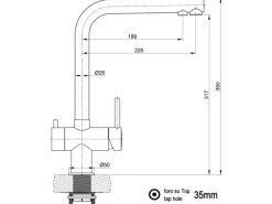 VIZIO 3 Wege Wasserhahn Küchenarmatur Edelstahl Massiv mit 360° Schwenkbarem L Auslauf PVD Schwarz Matt