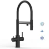 VIZIO 5 Wege Wasserhahn Küchenarmatur Edelstahl Massiv mit 360° Schwenkbarem Auslauf Abnehmbare 2 Strahl Handbrause PVD Schwarz Matt
