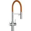 VIZIO 4 Wege Wasserhahn Küchenarmatur FC mit 360° Schwenkbarem Auslauf Abnehmbare 2 Strahl Handbrause Verchromt   Orange