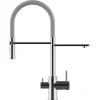 VIZIO 3 Wege Wasserhahn Küchenarmatur FL mit 360° Schwenkbarem Auslauf Abnehmbare 2 Strahl Handbrause Verchromt   Grau