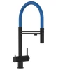 VIZIO 3 Wege Wasserhahn Küchenarmatur Edelstahl Massiv mit 360° Schwenkbarem Auslauf und Abnehmbare 2 Strahl Handbrause PVD Schwarz Matt   Blau