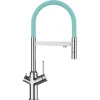VIZIO 4 Wege Wasserhahn Küchenarmatur BOD mit 360° Schwenkbarem Auslauf Abnehmbare 2 Strahl Handbrause Verchromt   Türkis