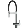 VIZIO 3 Wege Wasserhahn Küchenarmatur Edelstahl Massiv mit 360° Schwenkbarem Auslauf Abnehmbare 2 Strahl Handbrause Hochglanz   Schwarz