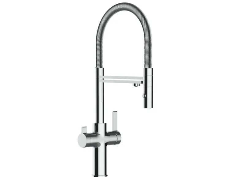 VIZIO 3 Wege Wasserhahn Küchenarmatur FC mit 360° Schwenkbarem Auslauf Abnehmbare 2 Strahl Handbrause Verchromt