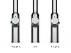 VIZIO 4 Wege Wasserhahn Küchenarmatur BOD mit 360° Schwenkbarem Auslauf Abnehmbare 2 Strahl Handbrause Verchromt   Grau