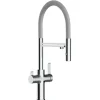 VIZIO 4 Wege Wasserhahn Küchenarmatur FC mit 360° Schwenkbarem Auslauf Abnehmbare 2 Strahl Handbrause Verchromt   Grau