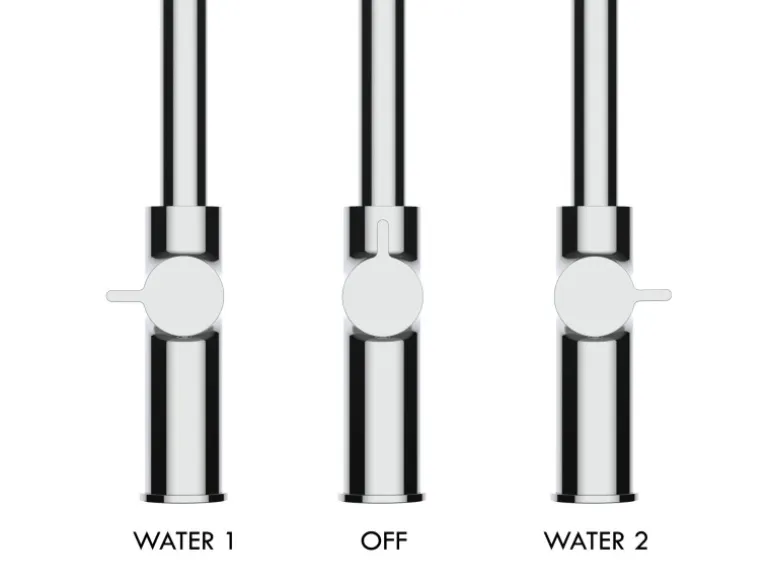 VIZIO 4 Wege Wasserhahn Küchenarmatur FC mit 360° Schwenkbarem Auslauf Abnehmbare 2 Strahl Handbrause Verchromt Grau