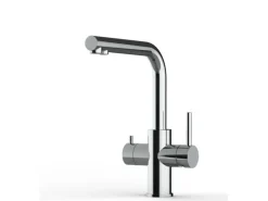 VIZIO Kurzversion   5 Wege Wasserhahn Küchenarmatur Edelstahl Massiv mit 360° Schwenkbarem L Auslauf  Hochglanz Poliert
