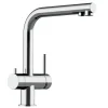 VIZIO NIEDERDRUCK 3 Wege Wasserhahn Küchenarmatur Edelstahl Massiv 360° Schwenkbarem L Auslauf Hochglanz Poliert