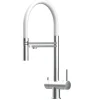 VIZIO NIEDERDRUCK 3 Wege Wasserhahn Küchenarmatur Edelstahl Massiv mit 360° Schwenkbarem Auslauf Abnehmbare 2 Strahl Handbrause Gebürstet   Weiß