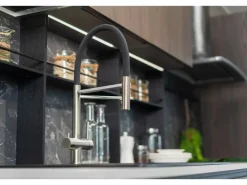 VIZIO Niederdruck 3 Wege Wasserhahn Küchenarmatur Edelstahl Massiv mit 360° Schwenkbarem Auslauf Abnehmbare 2 Strahl Handbrause Gebürstet   Türkis
