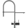 VIZIO NIEDERDRUCK 3 Wege Wasserhahn Küchenarmatur FL mit 360° Schwenkbarem Auslauf Abnehmbare 2 Strahl Handbrause Verchromt   Grau