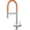 VIZIO NIEDERDRUCK 3 Wege Wasserhahn Küchenarmatur Edelstahl Massiv mit 360° Schwenkbarem Auslauf Abnehmbare 2 Strahl Handbrause Gebürstet   Orange