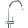 VIZIO NIEDERDRUCK 3 Wege Wasserhahn Küchenarmatur Edelstahl Massiv 360° Schwenkbarem U Auslauf Gebürstet
