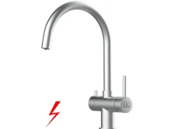 VIZIO NIEDERDRUCK 3 Wege Wasserhahn Küchenarmatur Edelstahl Massiv 360° Schwenkbarem U Auslauf Gebürstet