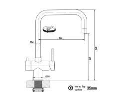 VIZIO NIEDERDRUCK 3 Wege Wasserhahn Küchenarmatur Edelstahl Massiv 360° Schwenkbarem N Auslauf Hochglanz Poliert