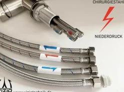 VIZIO NIEDERDRUCK 3 Wege Wasserhahn Küchenarmatur Edelstahl Massiv 360° Schwenkbarem N Auslauf Hochglanz Poliert