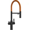 VIZIO NIEDERDRUCK 3 Wege Wasserhahn Küchenarmatur FC mit 360° Schwenkbarem Auslauf Abnehmbare 2 Strahl Handbrause Schwarz Matt   Orange