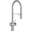 VIZIO NIEDERDRUCK 3 Wege Wasserhahn Küchenarmatur FC mit 360° Schwenkbarem Auslauf Abnehmbare 2 Strahl Handbrause Verchromt   Grau